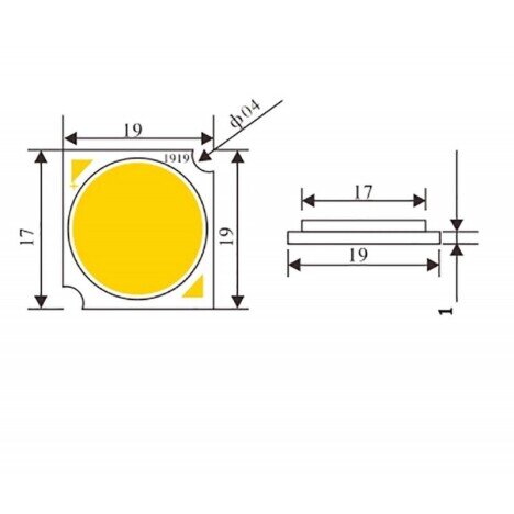 LED COB 19MM , PUTERE 10W